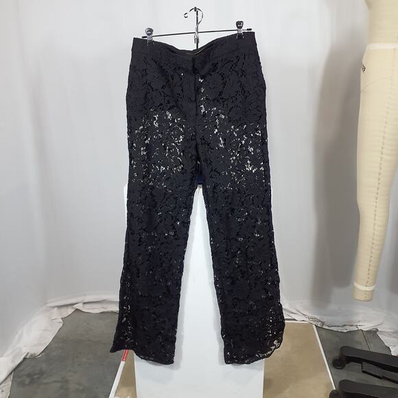 Reiss Black Lace Wide-Leg Pants - Picture 2 of 4